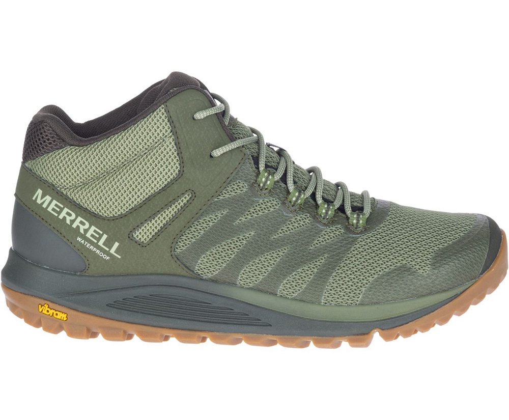 Buty Trekkingowe Merrell Męskie Oliwkowe - Nova 2 Mid Waterproof - 018729-UZM